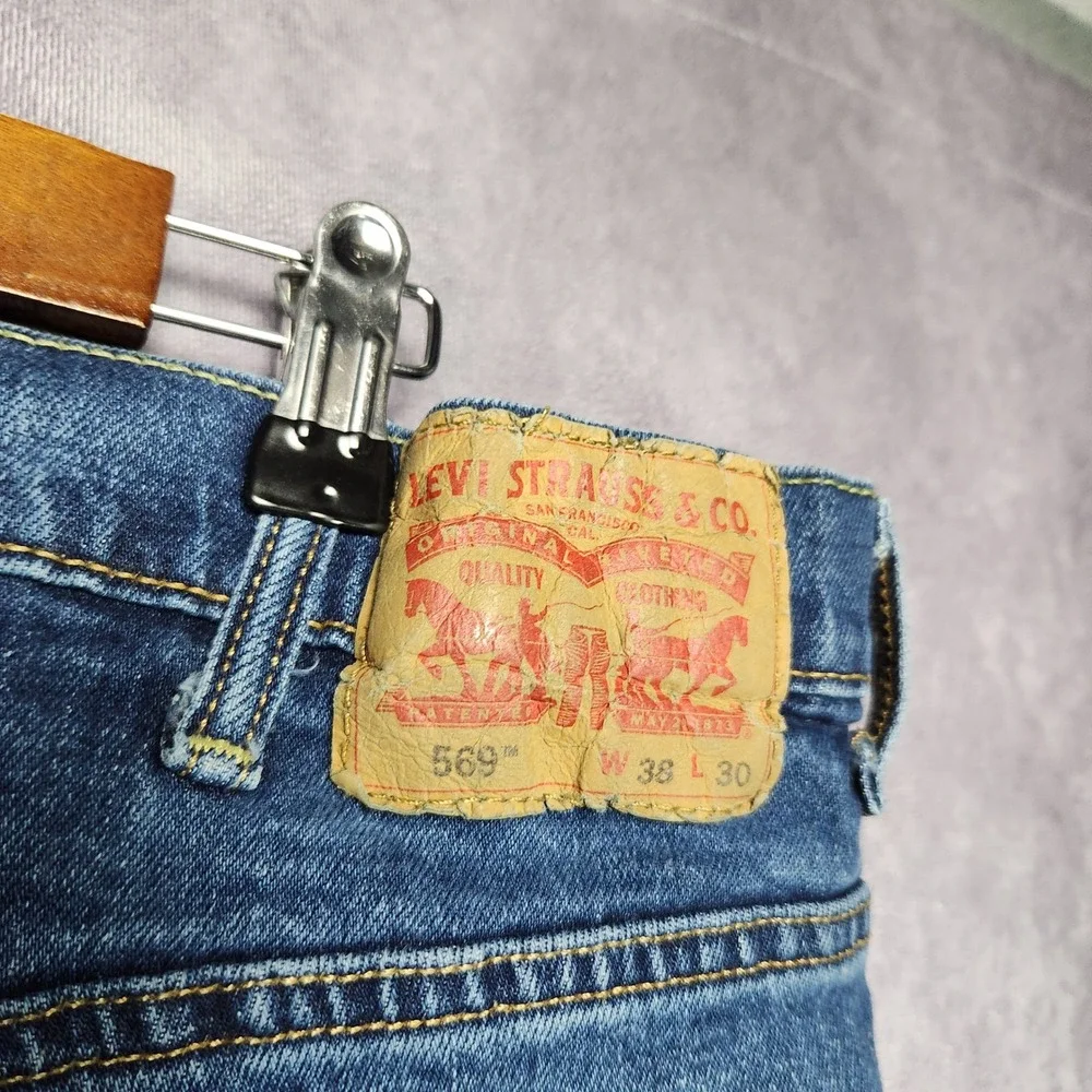 Levis‎ 569 Tapered Leg Altered Mens Jeans 38x30 Medium Wash Denim Zipper Fly
